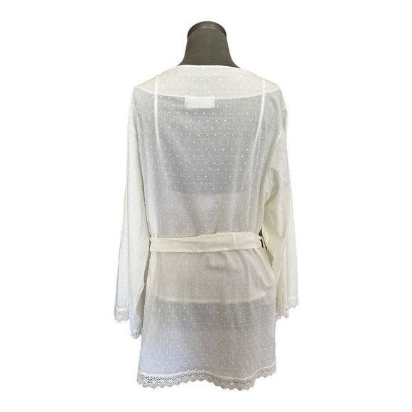 New Womens Sexy Lace Robe & Cami B The Label White Swiss Dot Robe & Camisole Set - Picture 5 of 8